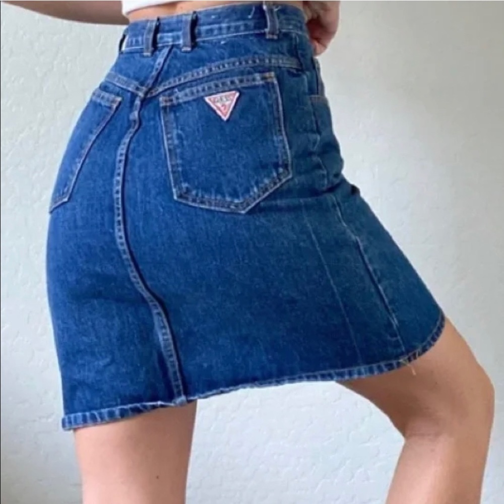 Vintage 80’s 90’s  Georges Marciano for Guess cotton blue jean mini skirt size 0